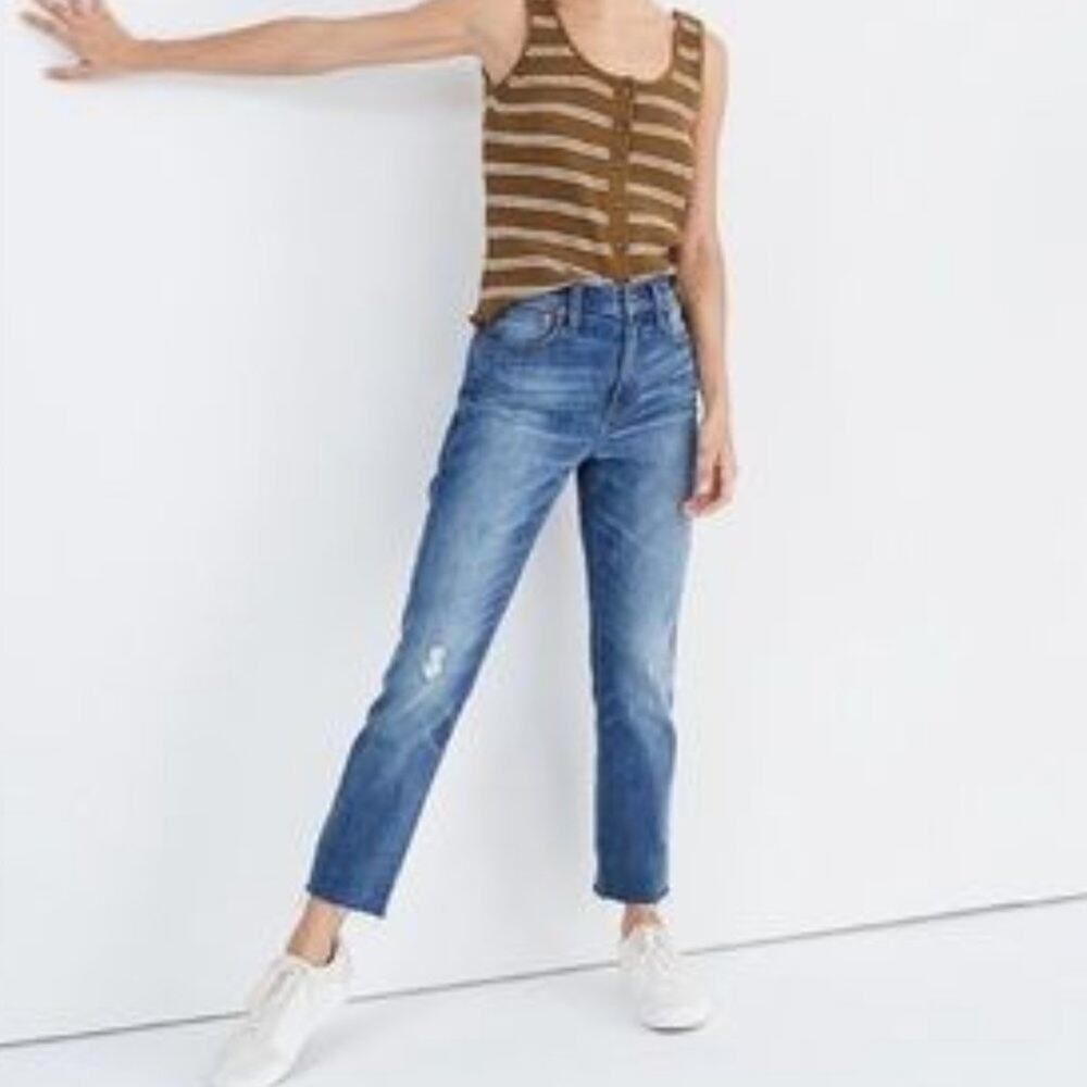 Madewell The High Rise Slim Crop Boyjean Denim Jeans Size Woman's 32